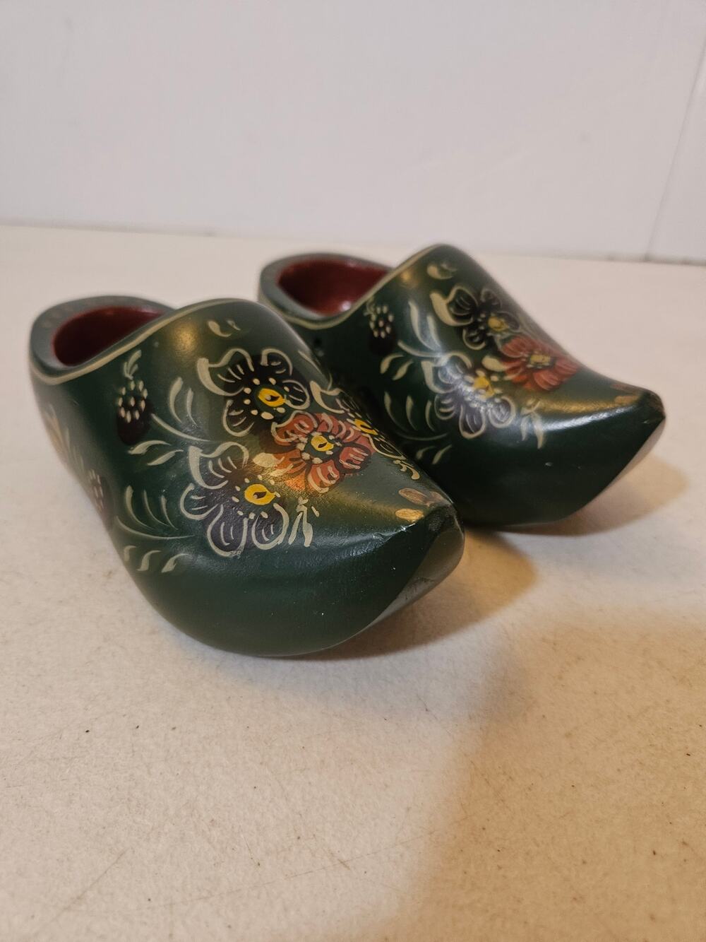 Vintage hand painted decorative dutch wood shoes
